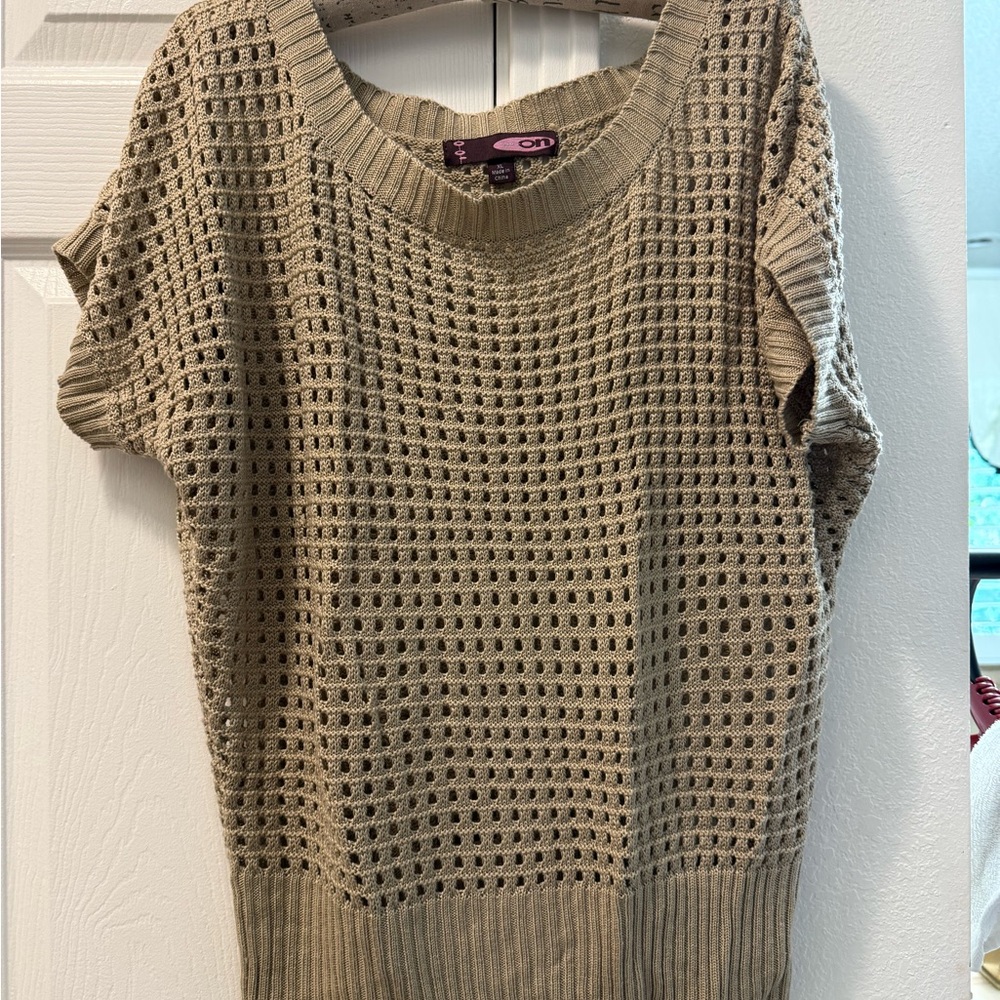 Y2K Vintage Taupe Knit Short Sleeve Top